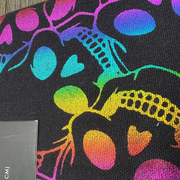Tahari Black Skeleton Halloween Neon Cloth Tablecloth 60x84 NWT - Picture 3 of 7